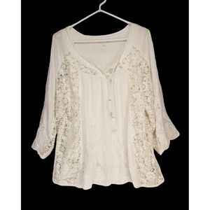 Soft Surroundings Renoir White Crochet Lace Tassel Top L Cami Tank Top Included